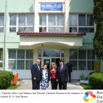 2 - John Stanton, Tudorita Albu, Carol Stanton and Theodor Valentin Purcarea at the entrance of the European School St. O. Iosif Brasov